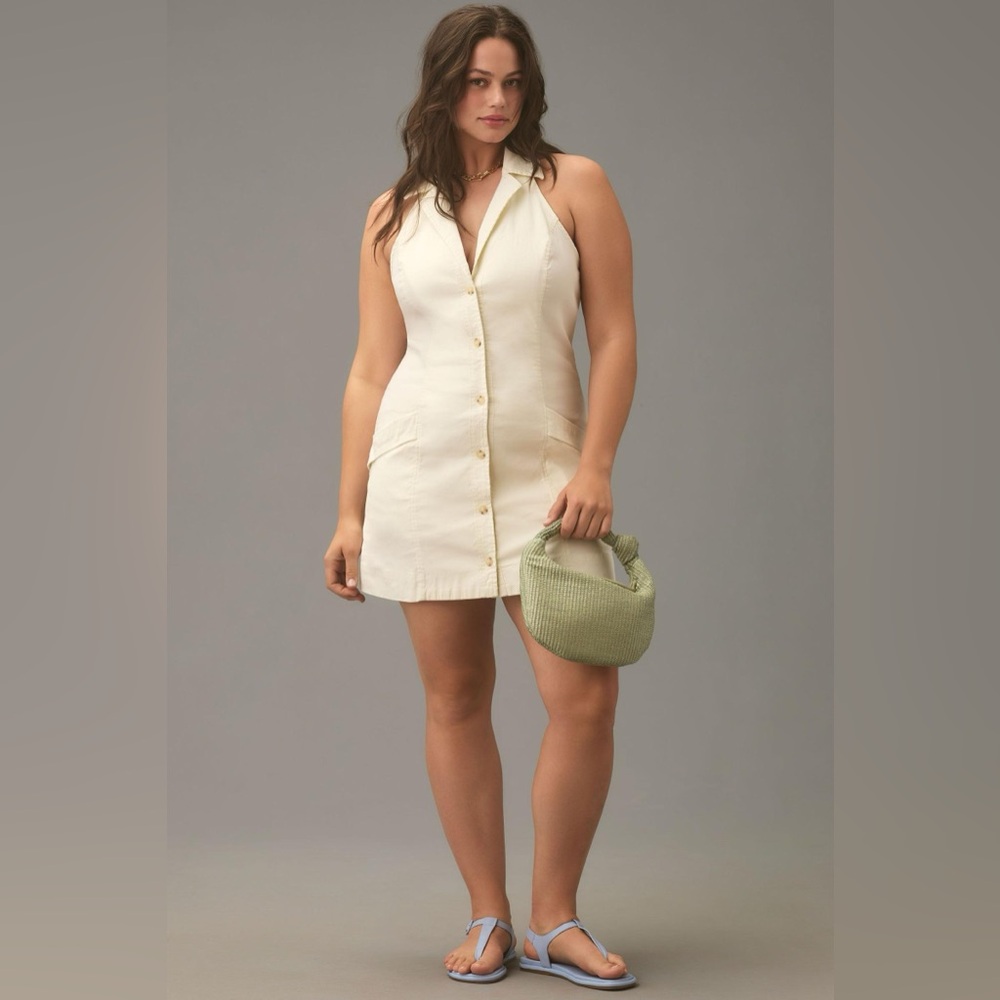 NEW WITH TAG Anthropologie The Amelia Collared Mini Ivory Dress by Maeve Large